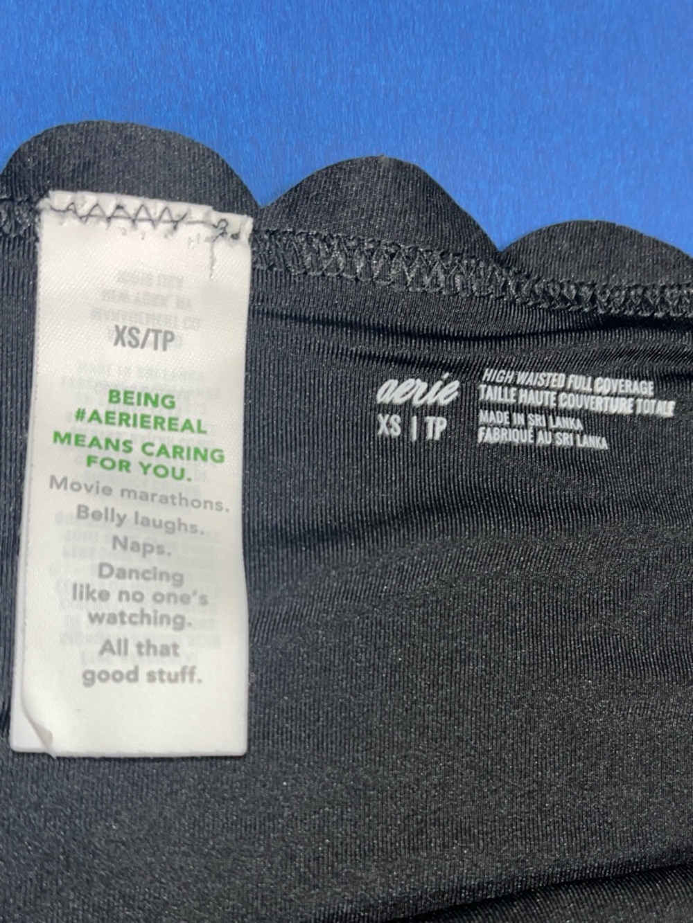 aerie Black Scallop-Trim Triangle Bikini Top and Bottom - Picture 7 of 9
